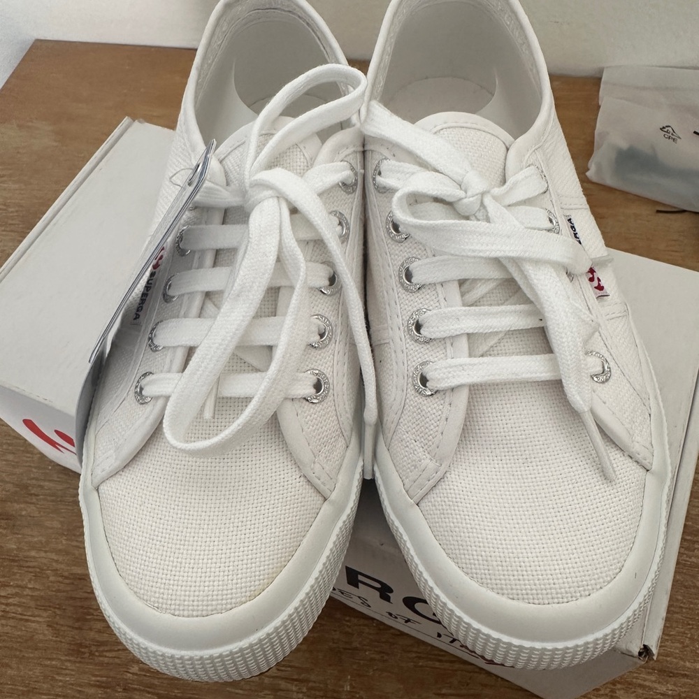 Superga Classic White Lace-Up Sneakers